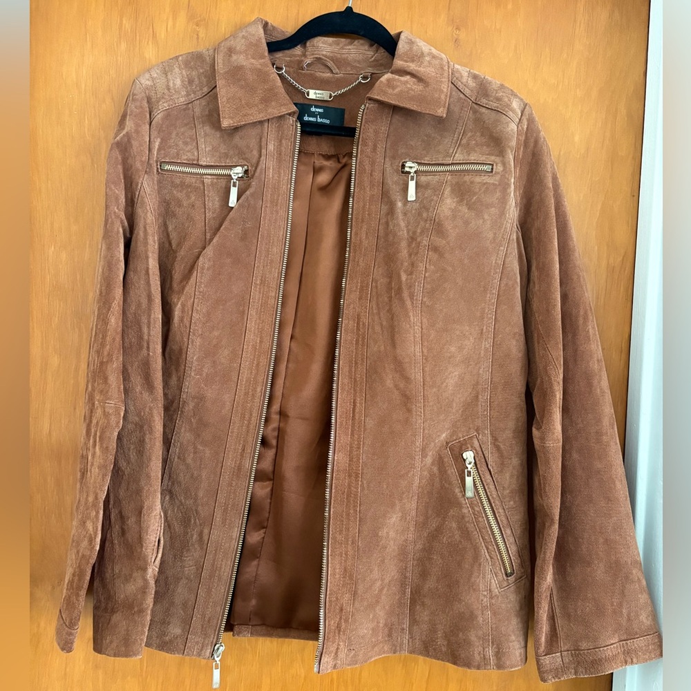 Dennis Basso Brown Suede Leather Jacket